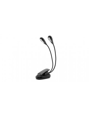 Dual-Head Flexible Neck Reading Lamp Light with Clip