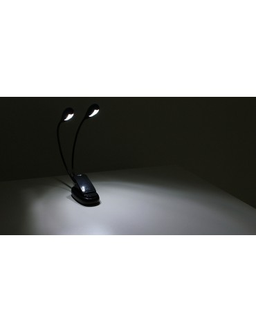 Dual-Head Flexible Neck Reading Lamp Light with Clip