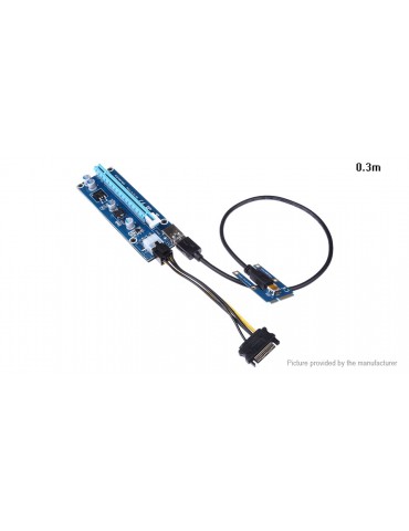 PCIe 1X to 16X Riser Card Extender + USB 3.0 Cable (30cm)
