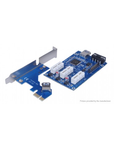 PCI-E 1X to 3 PCI Express Riser Card Adapter for Bitcoin Miner